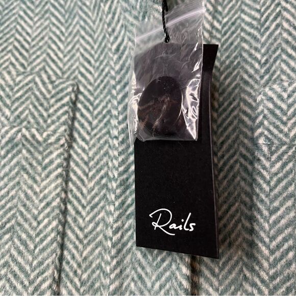 Rails Connie Wool Blend Shirt Jacket Shacket in Kelly Herringbone Size Large NWT - Picture 9 of 16